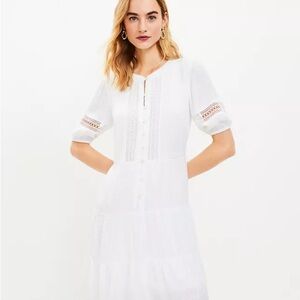 Lace Clip Button Tiered Dress